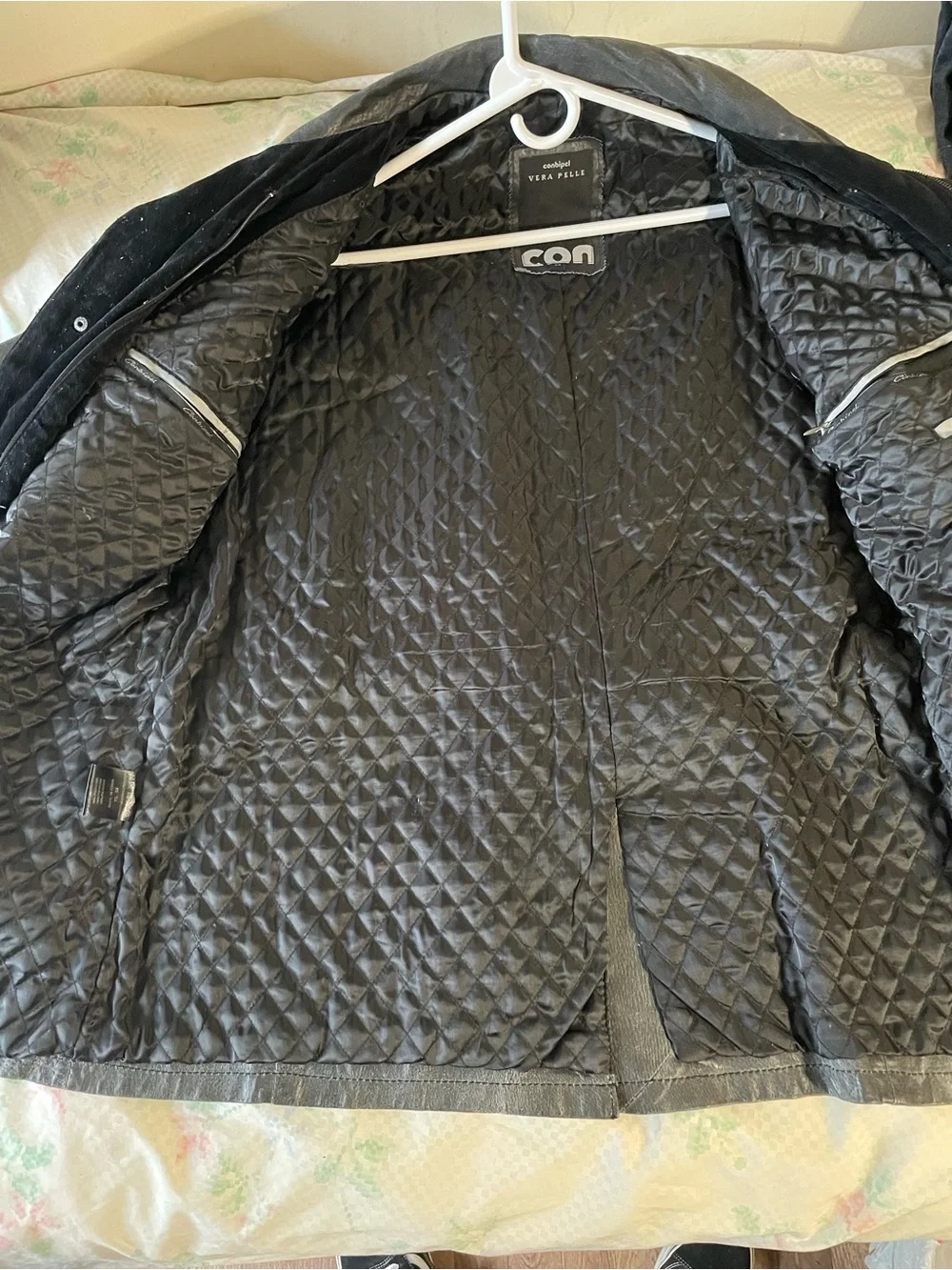 Men's Black Leather Military Field Jacket